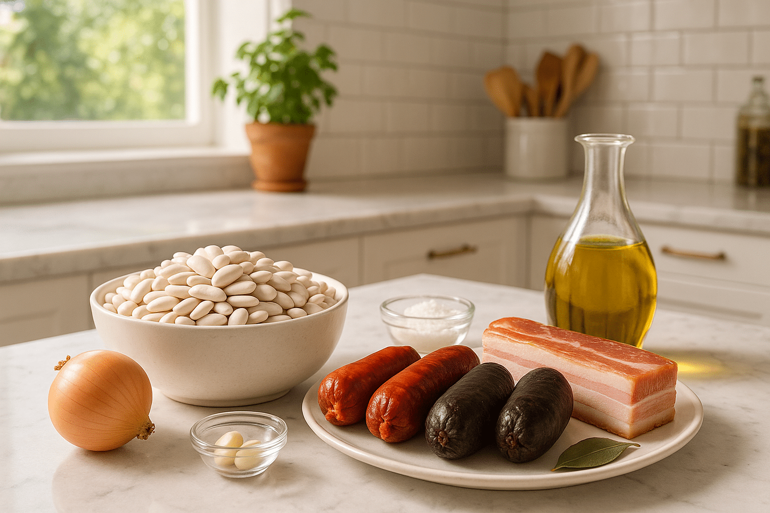 Ingredientes para la Fabada asturiana Ingredientes para la Fabada asturiana