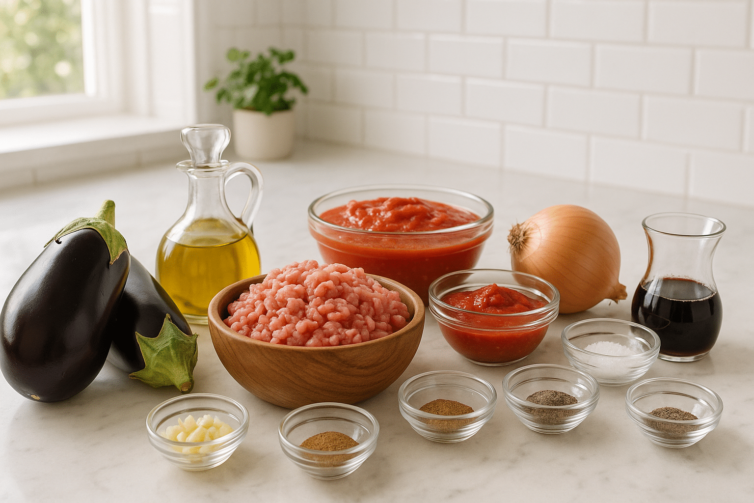 Ingredientes para hacer Moussaka de Cordero Ingredientes para hacer Moussaka de Cordero