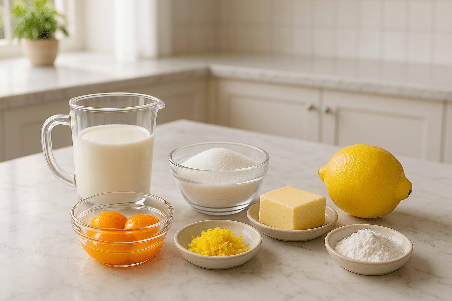 Ingredientes para el Bizcocho de chocolate blanco con muselina de limon Ingredientes para el Bizcocho de chocolate blanco con muselina de limon