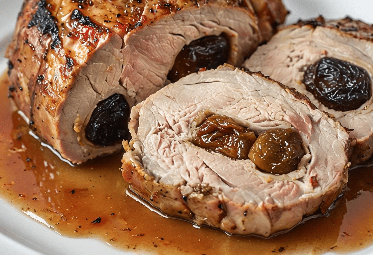 Asado de cerdo relleno con ciruelas Asado de cerdo relleno con ciruelas