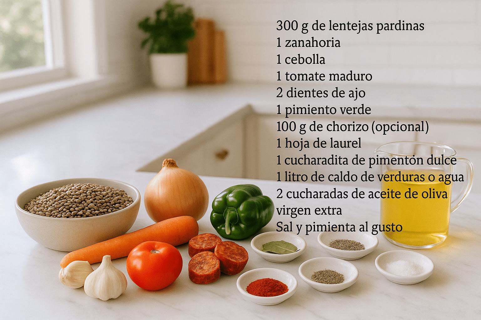 Ingredientes para las Lentejas caseras Ingredientes para las Lentejas caseras