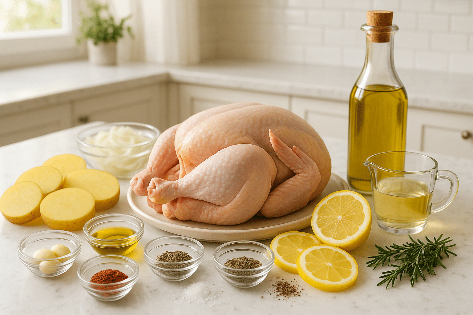 Ingredientes para hacer pollo al horno Ingredientes para hacer pollo al horno