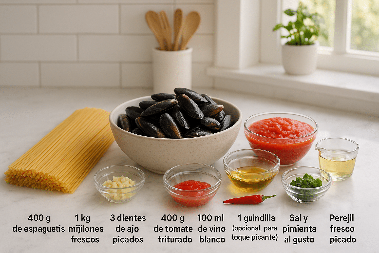 Espaguetis con mejillones Espaguetis con mejillones