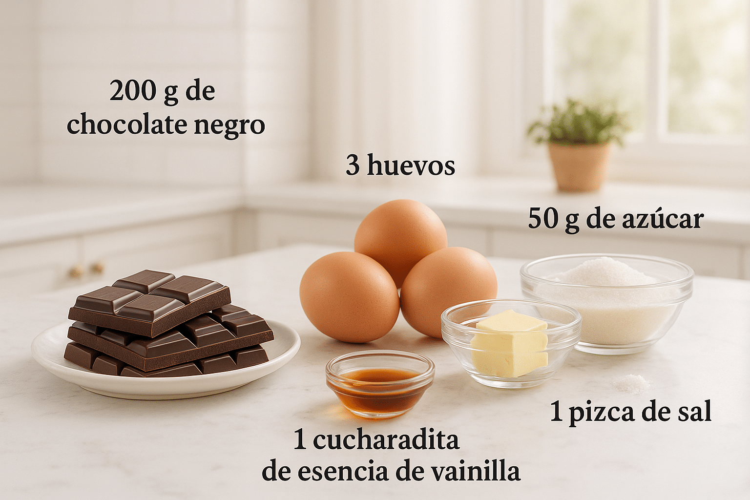 Ingredientes para el Suflé de Chocolate Ingredientes para el Suflé de Chocolate