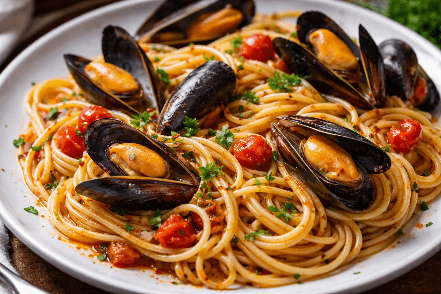 Espaguetis con mejillones espaguetis co mejillones caseros