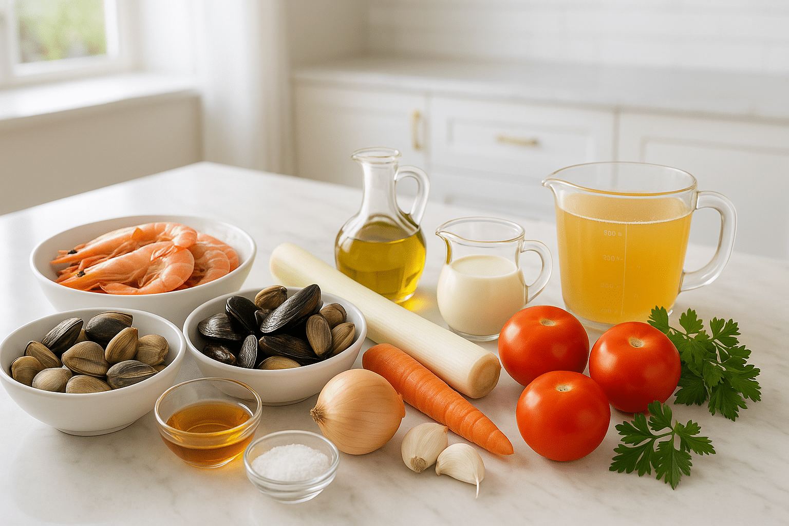 Ingredientes para la Crema de Marisco de la Abuela Ingredientes para la Crema de Marisco de la Abuela