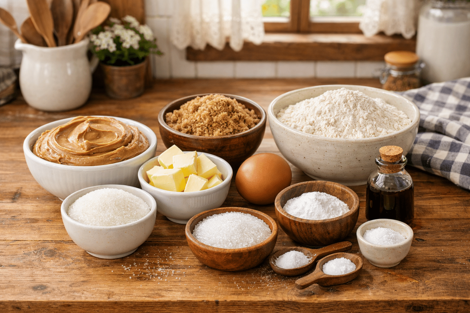 Galletas Clásicas De Mantequilla De Maní Ingredientes para las Galletas Clásicas De Mantequilla De Maní