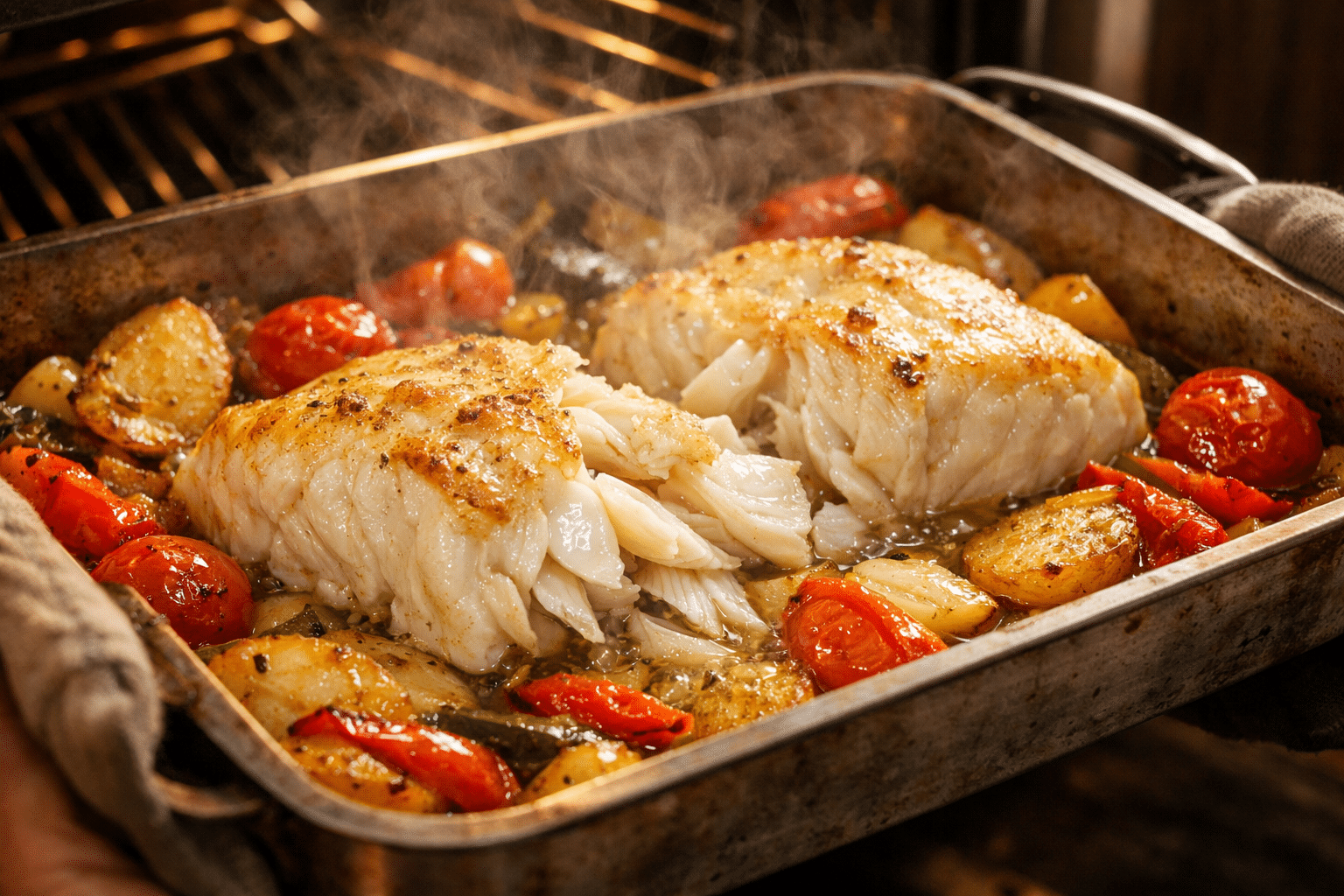 Bacalao al horno Hornear el bacalao