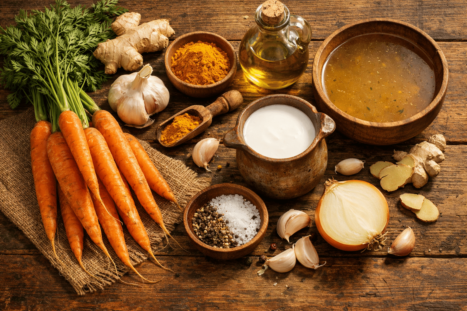 Sopa de zanahoria vegana Ingredientes para la sopa de zanahoria vegana