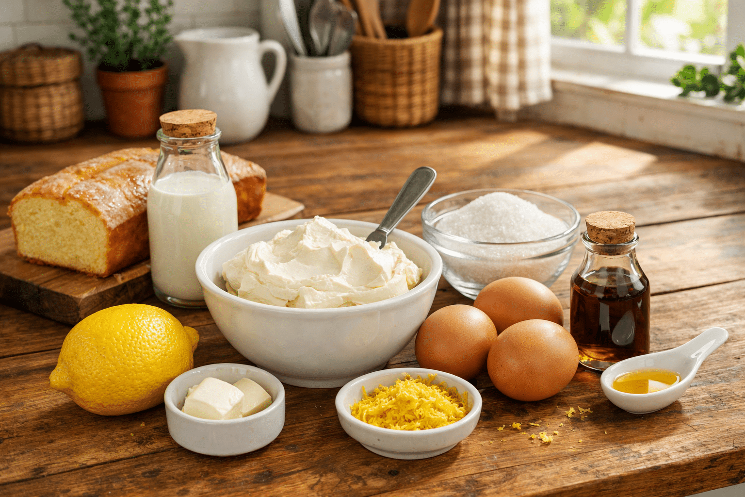 Cheesecake de budín de limón Ingredientes para Cheesecake de budín de limón