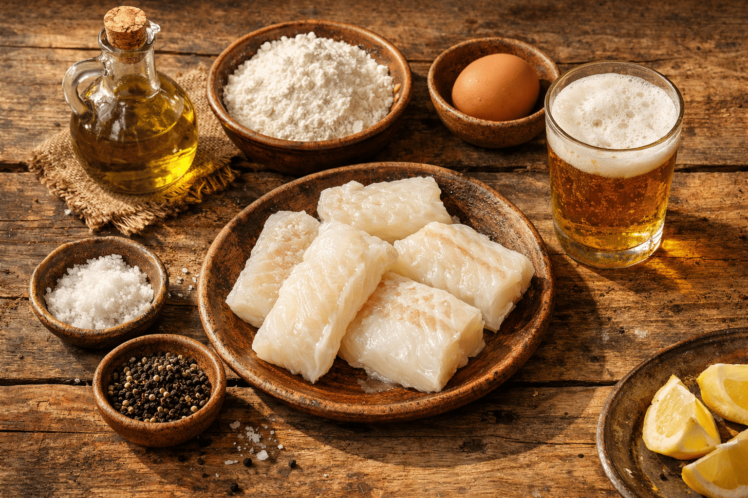 Bacalao rebozado con cerveza Ingredientes para el bacalao rebozado con cerveza