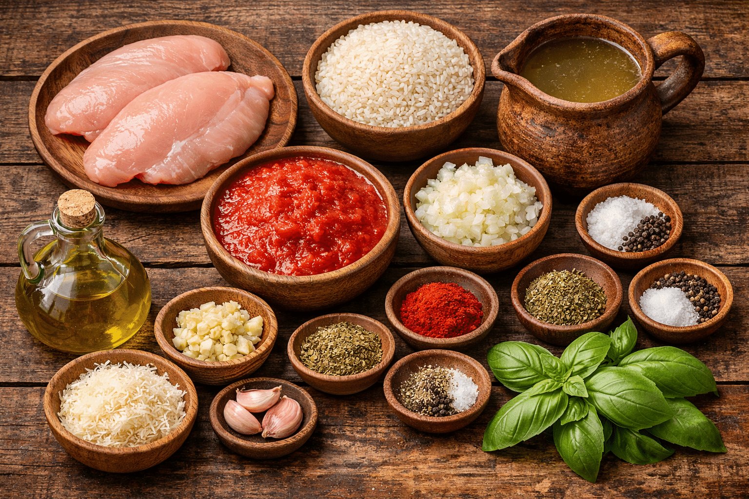 Pollo italiano con arroz Ingredientes para el Pollo Italiano con Arroz