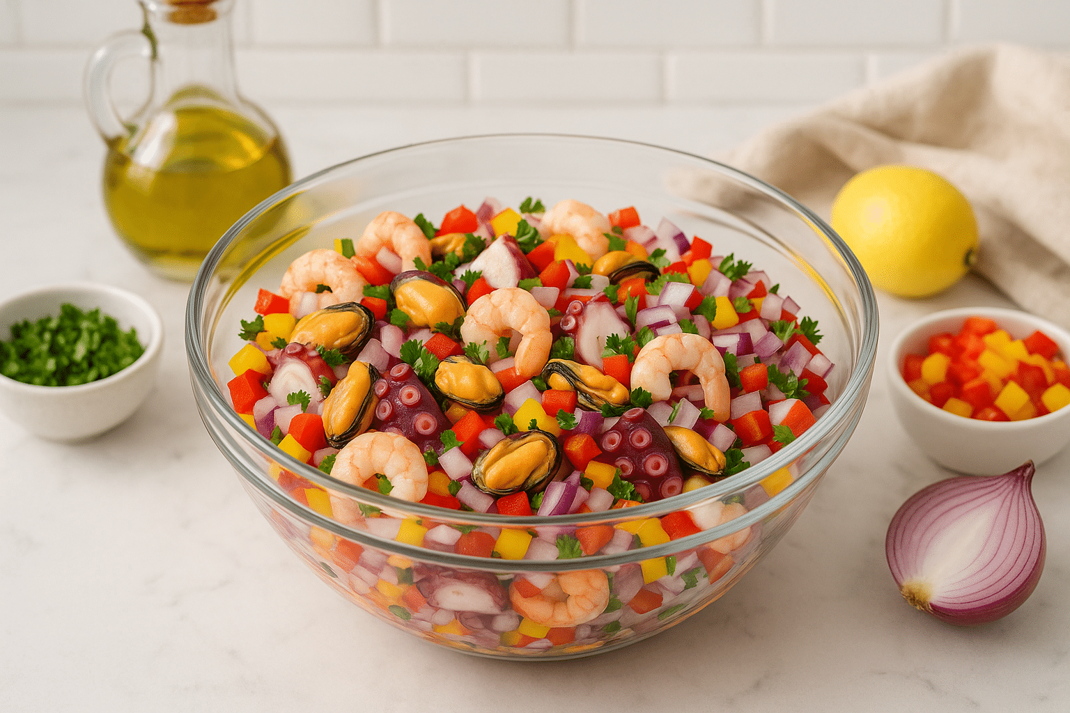 preparando los Ingredientes para el Salpicon De Marisco preparando los Ingredientes para el Salpicon De Marisco