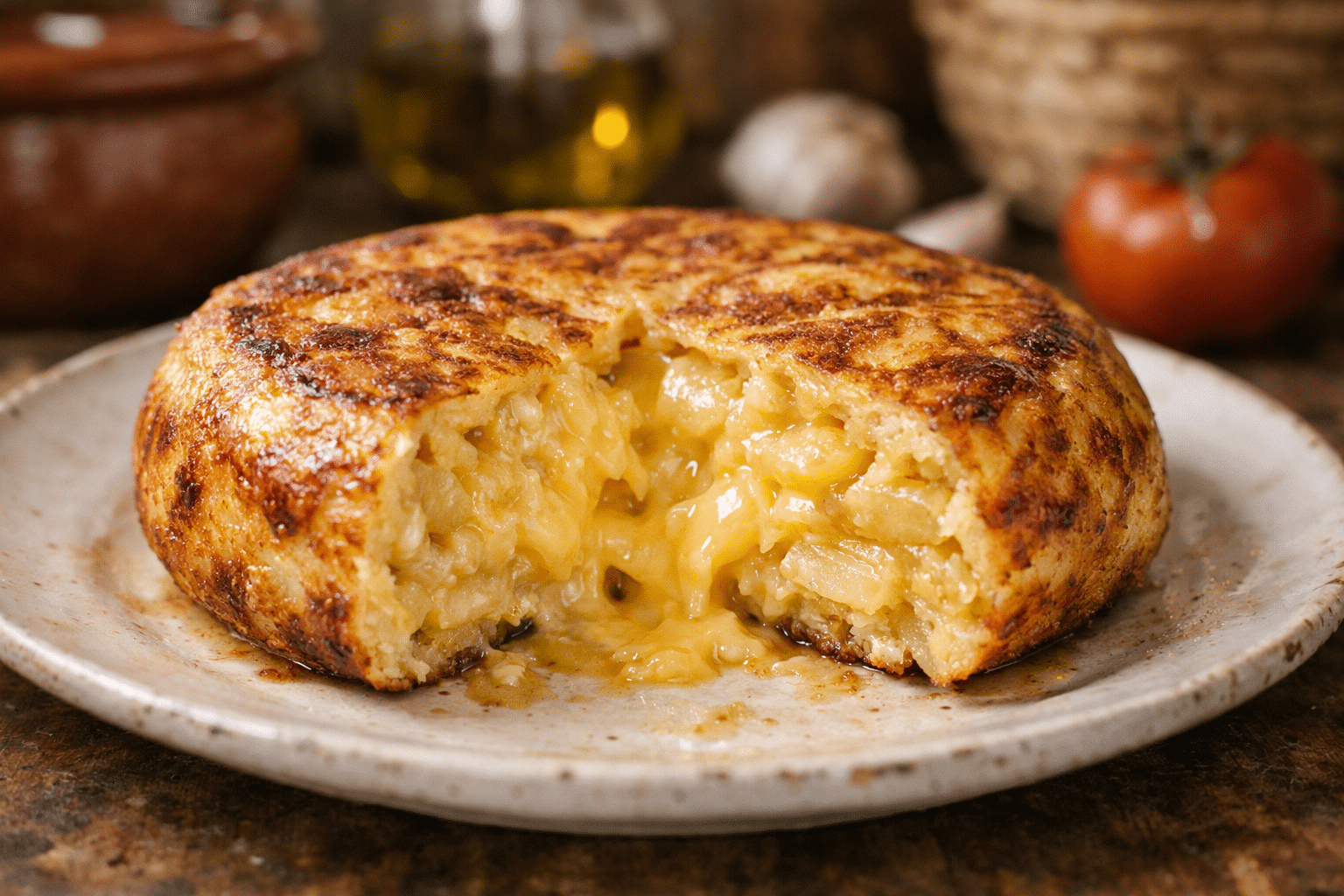 Tortilla de patatas tortilla de patatas cremosa y jugosa