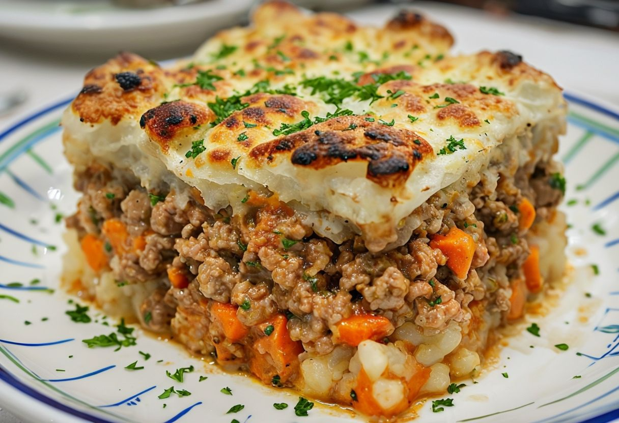 Pastel de arroz y carne picada Pastel de arroz y carne picada