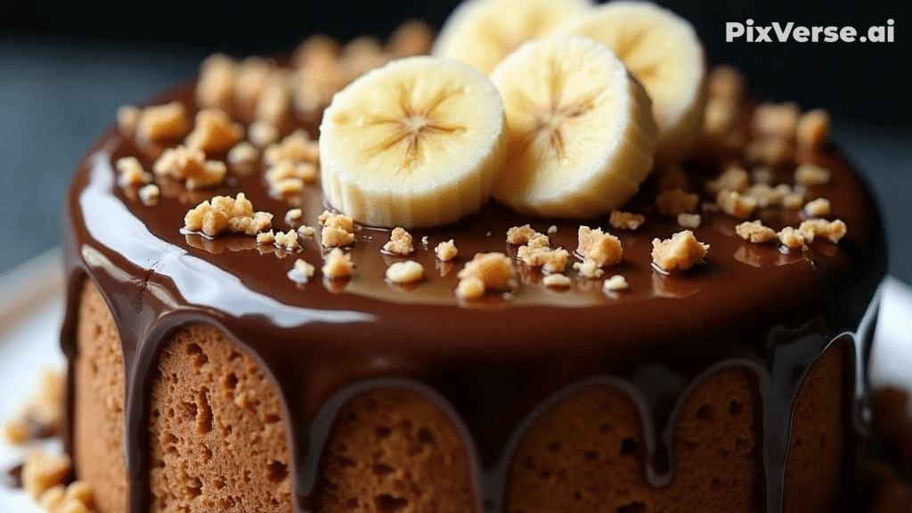 Pastel de plátano cubierto de chocolate Pastel de plátano cubierto de chocolate