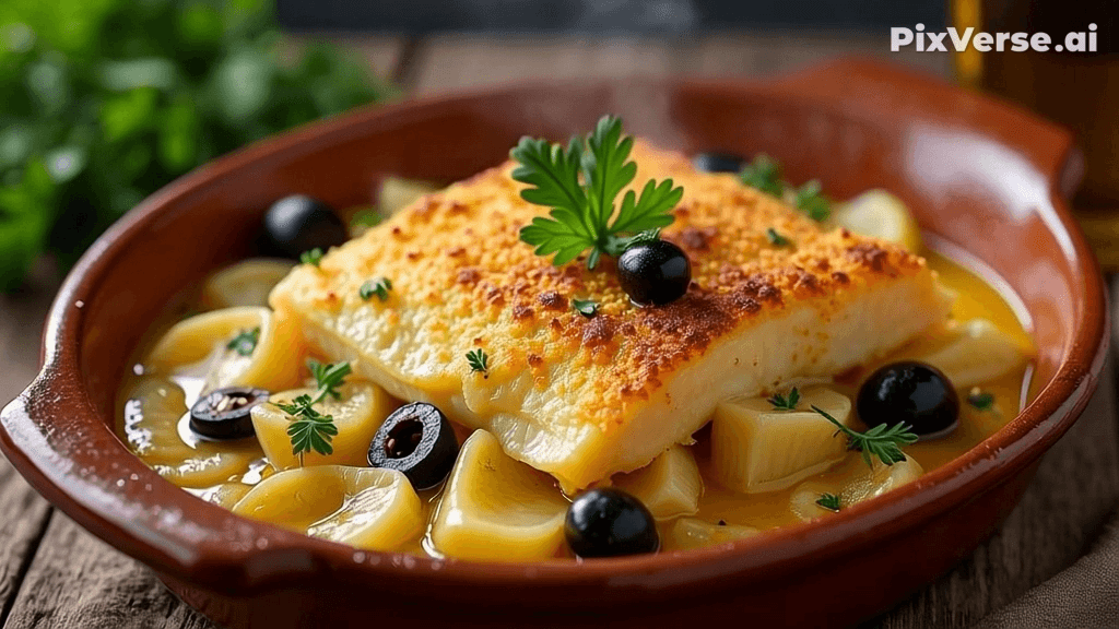 Cazuela de Bacalao Portugués Cazuela de Bacalao Portugués