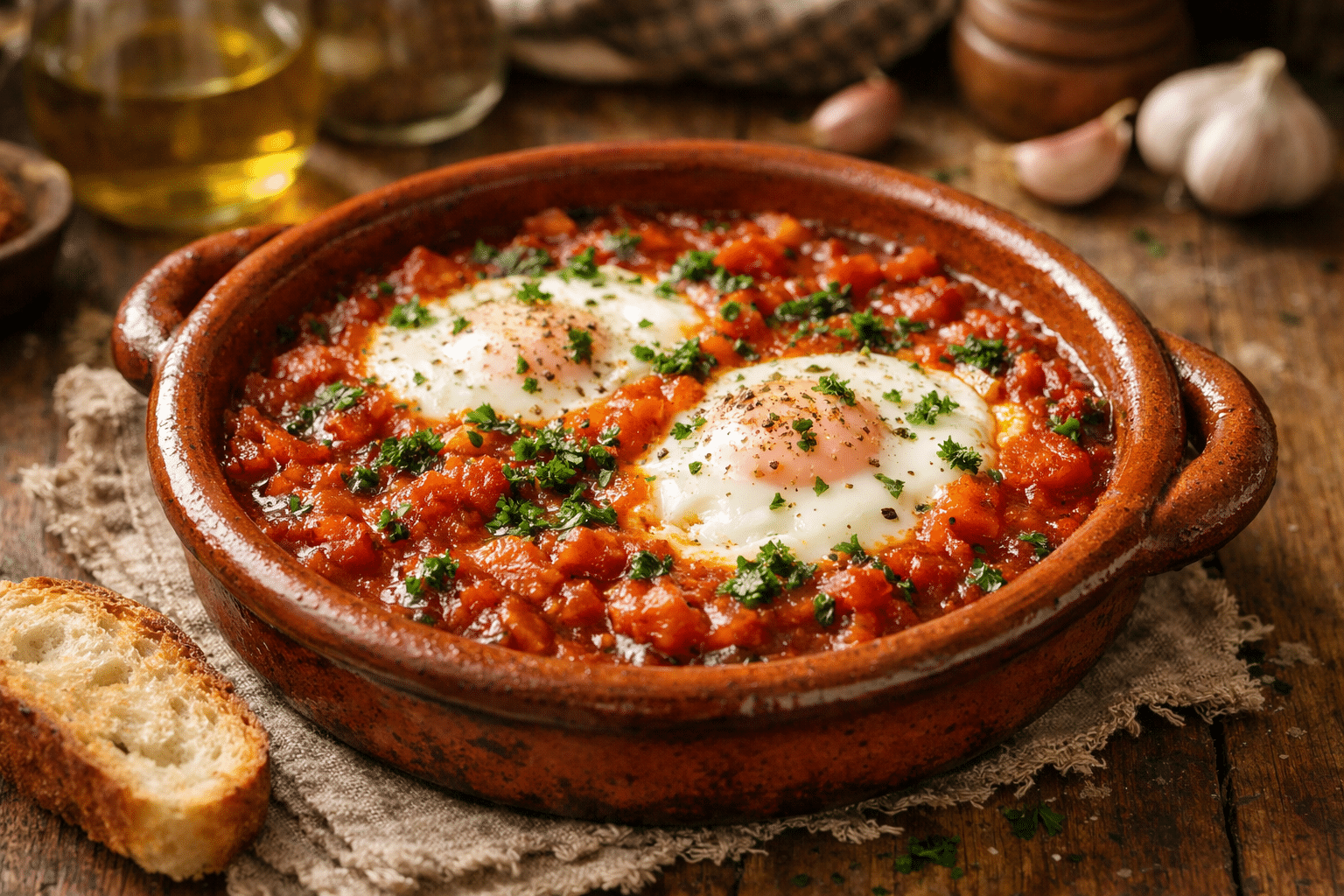 Huevos escalfados en tomates guisados huevos escalfados en tomates guisados