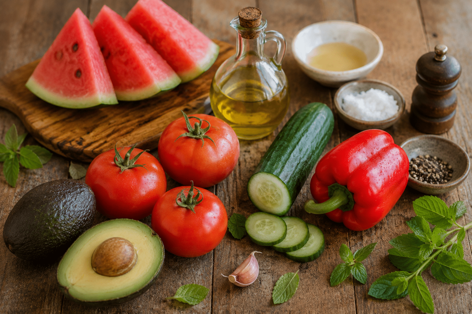 Gazpacho de sandía y aguacate Ingredientes para gazpacho de sandía y aguacate