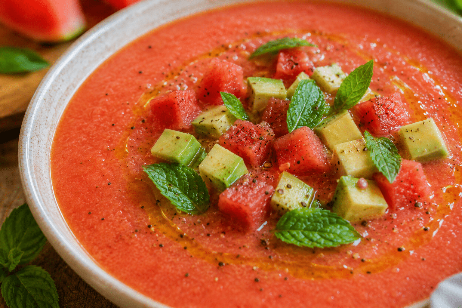 Gazpacho de sandía y aguacate Gazpacho de sandía y aguacate