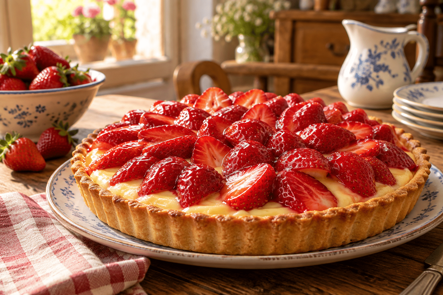Tarta de fresa con crema pastelera Tarta de fresa con crema pastelera