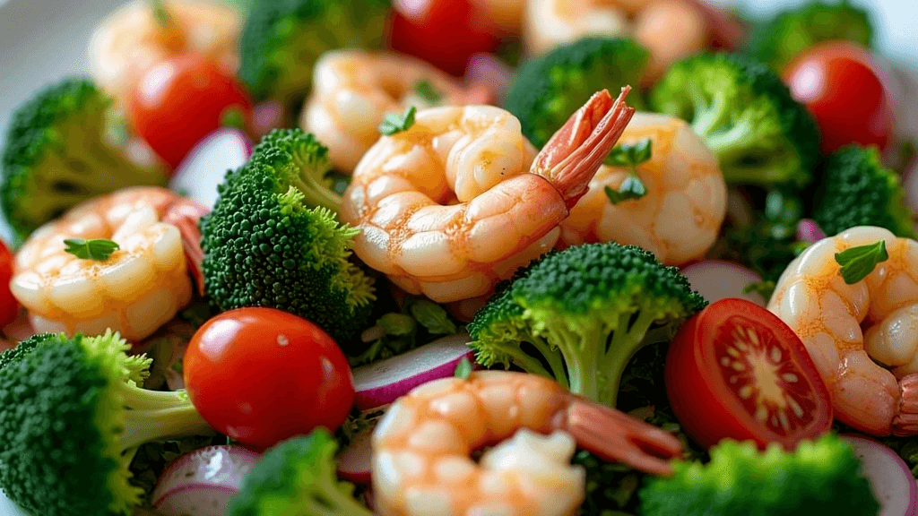 Ensalada Española de brocoli y Langostinos Ensalada Española de brocoli y Langostinos