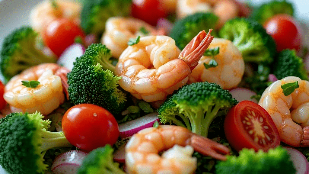 Ensalada Española de brocoli y Langostinos Ensalada Española de brocoli y Langostinos