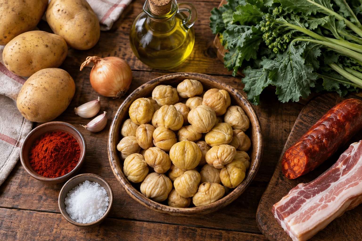 Pote de castañas Ingredientes para el pote de castañas