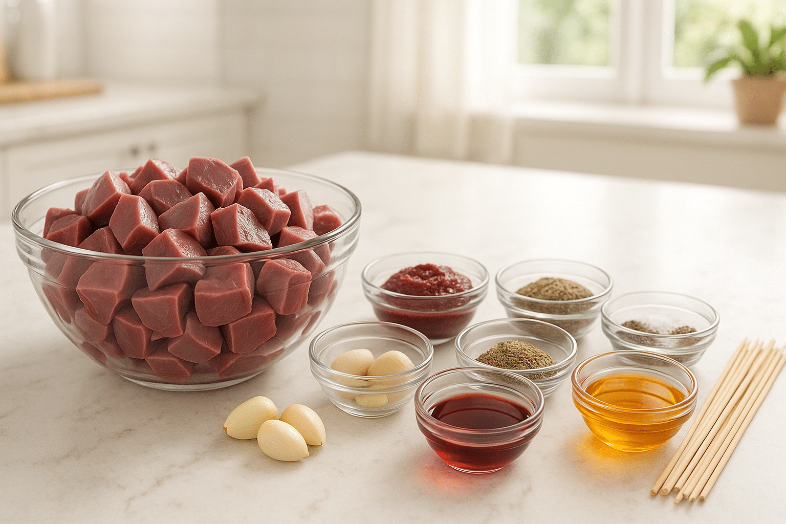 Ingredientes para el anticucho peruano Ingredientes para el anticucho peruano