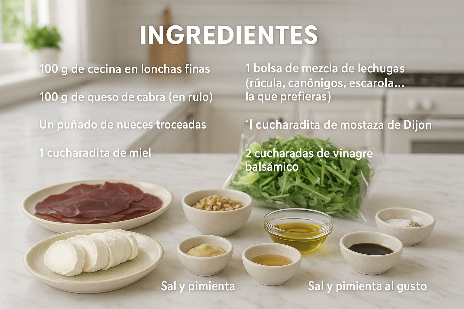 Ensalada de cecina y queso de cabra Ingredientes Ensalada de Cecina y Queso de Cabra