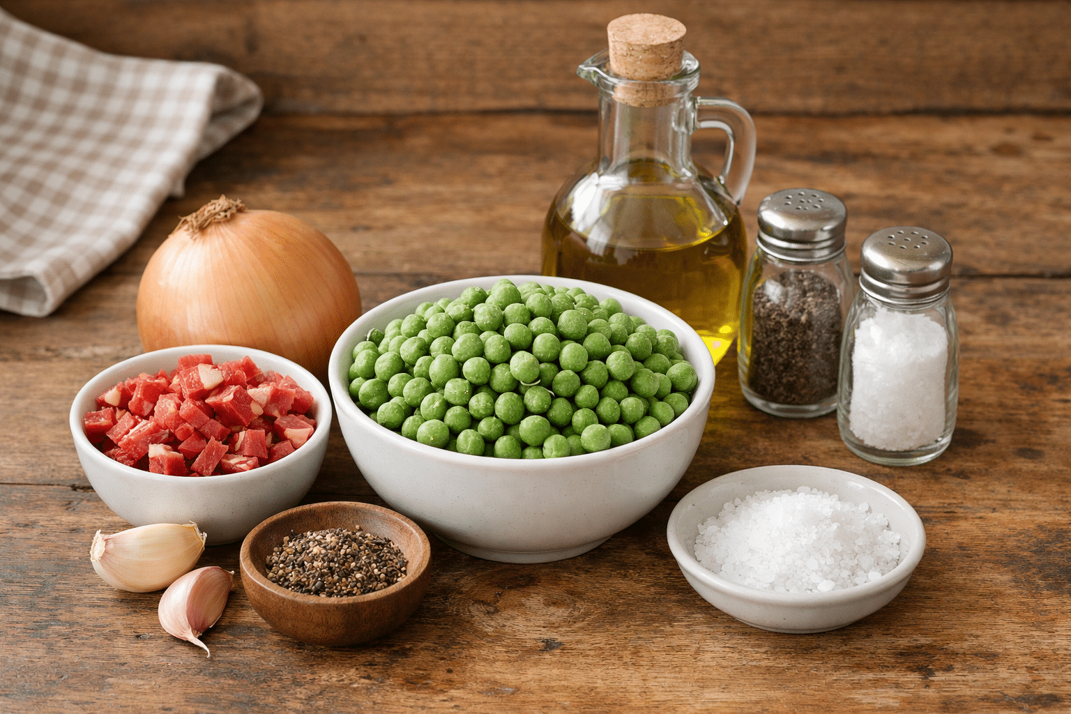 Guisantes con jamón Ingredientes para hacer guisantes con jamón