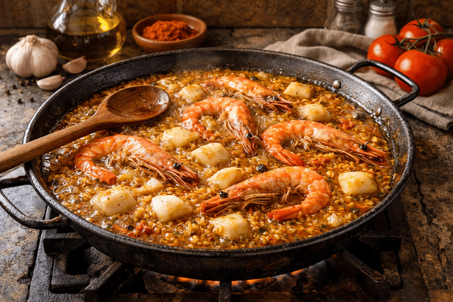 Arroz con Sepia y Gambas Cocción perfecta del arroz con sepia y gambas