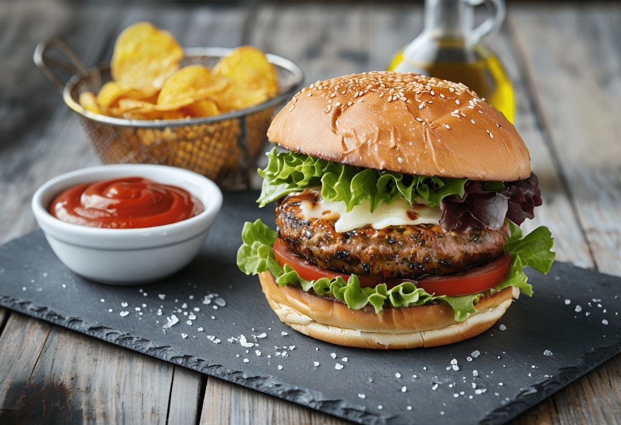 Hamburguesa de Atun con Mayonesa de Wasabi Hamburguesa de Atun con Mayonesa de Wasabi