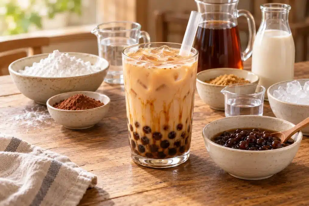 Presentación de bubble tea casero