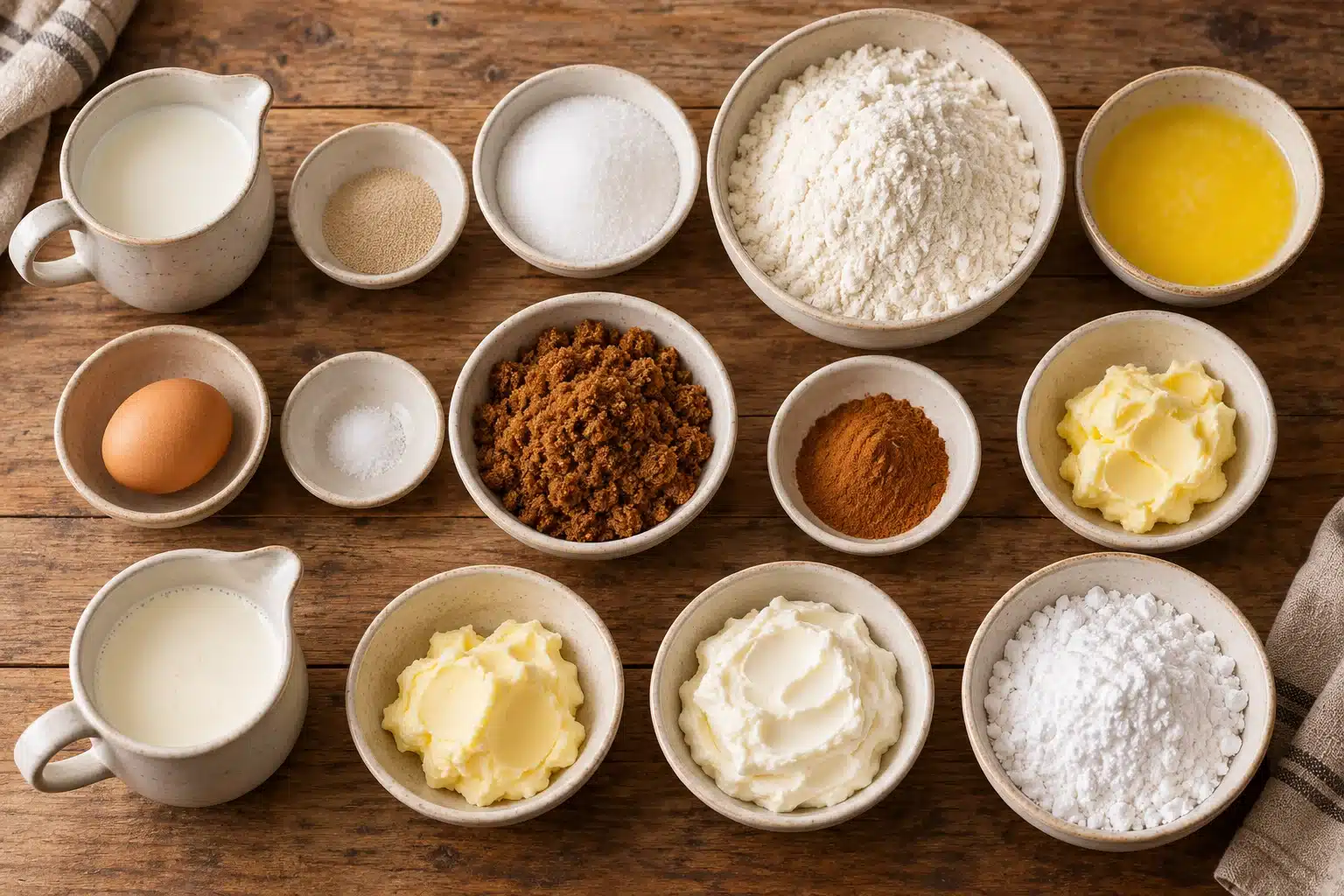 Ingredientes para cinnamon rolls caseros