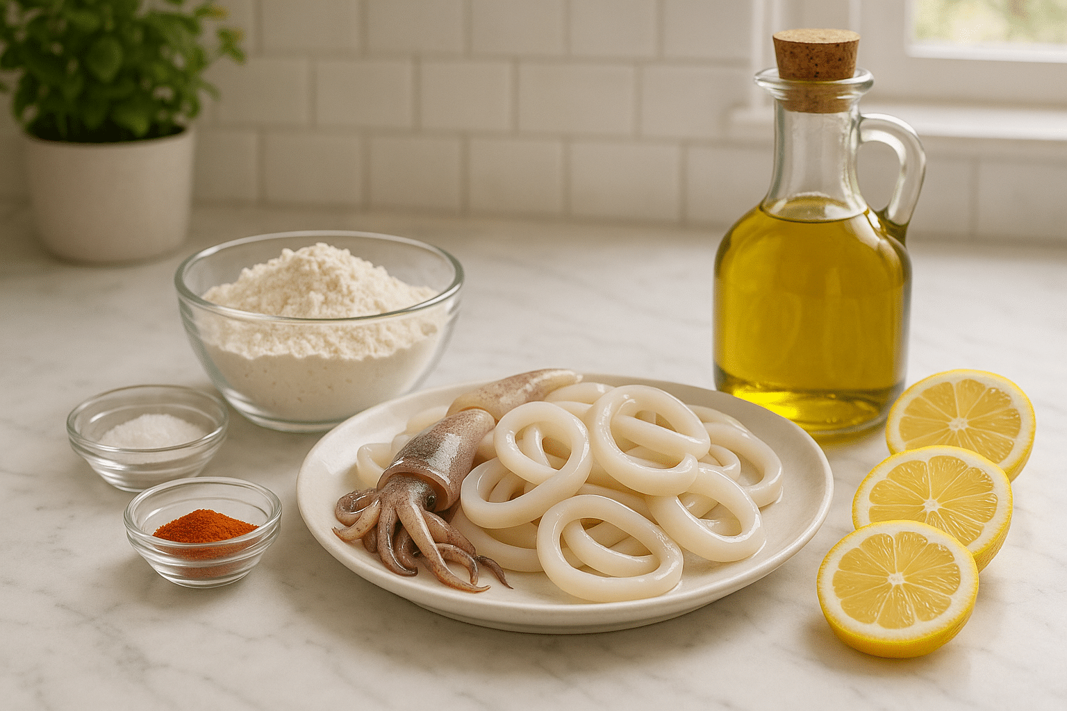 Ingredientes para los Calamares a la Andaluza Ingredientes para los Calamares a la Andaluza