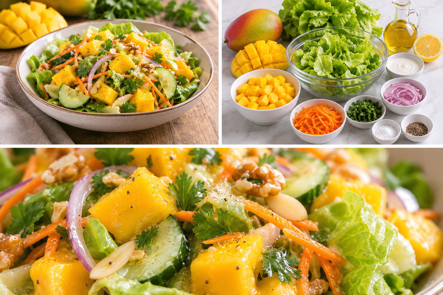 Ensalada de mango y lechuga fresca y fácil Ensalada de mango y aguacate