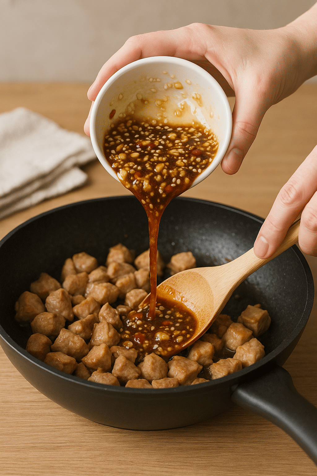 Salsa Tie Ban virtiendo la salsa tie ban