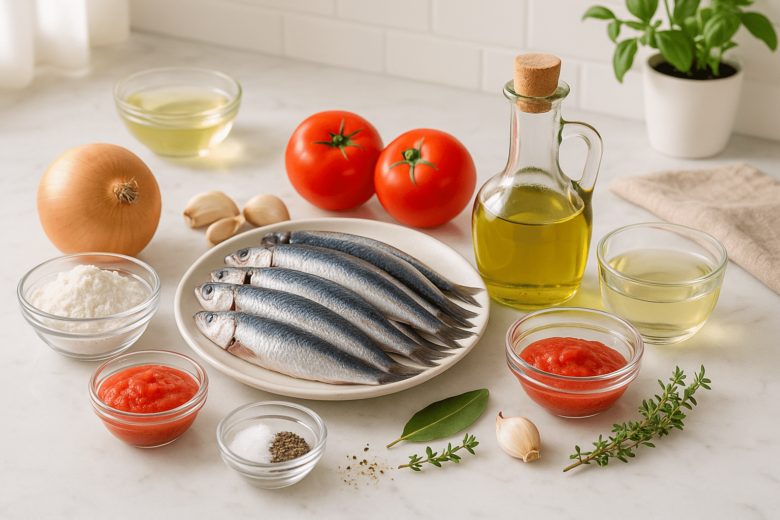 Ingredientes para preparar Sardinas en Escabeche a la Catalana Ingredientes para preparar Sardinas en Escabeche a la Catalana