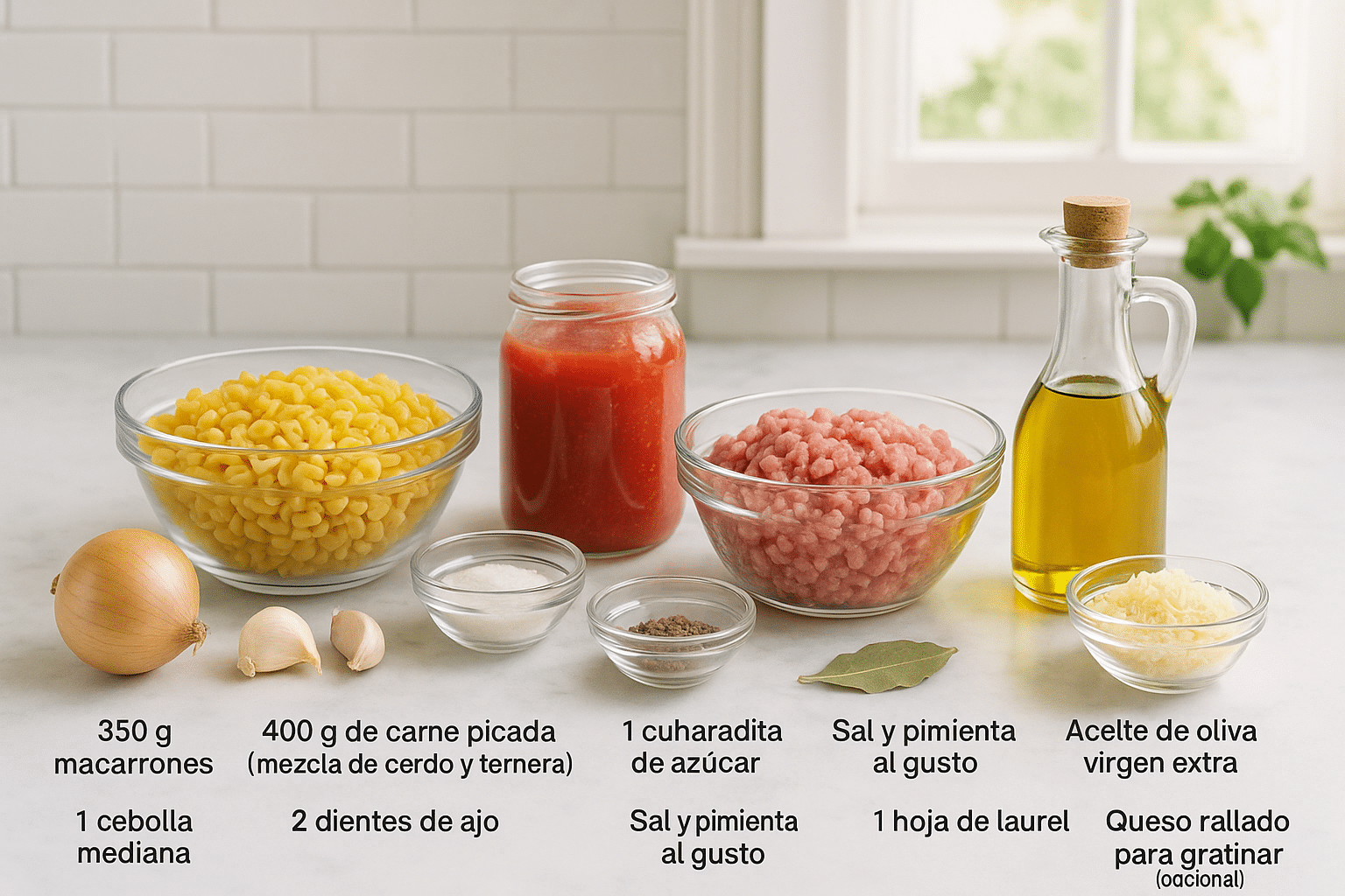 Ingredientes para Macarrones con Carne Picada de la Abuela Ingredientes para Macarrones con Carne Picada de la Abuela