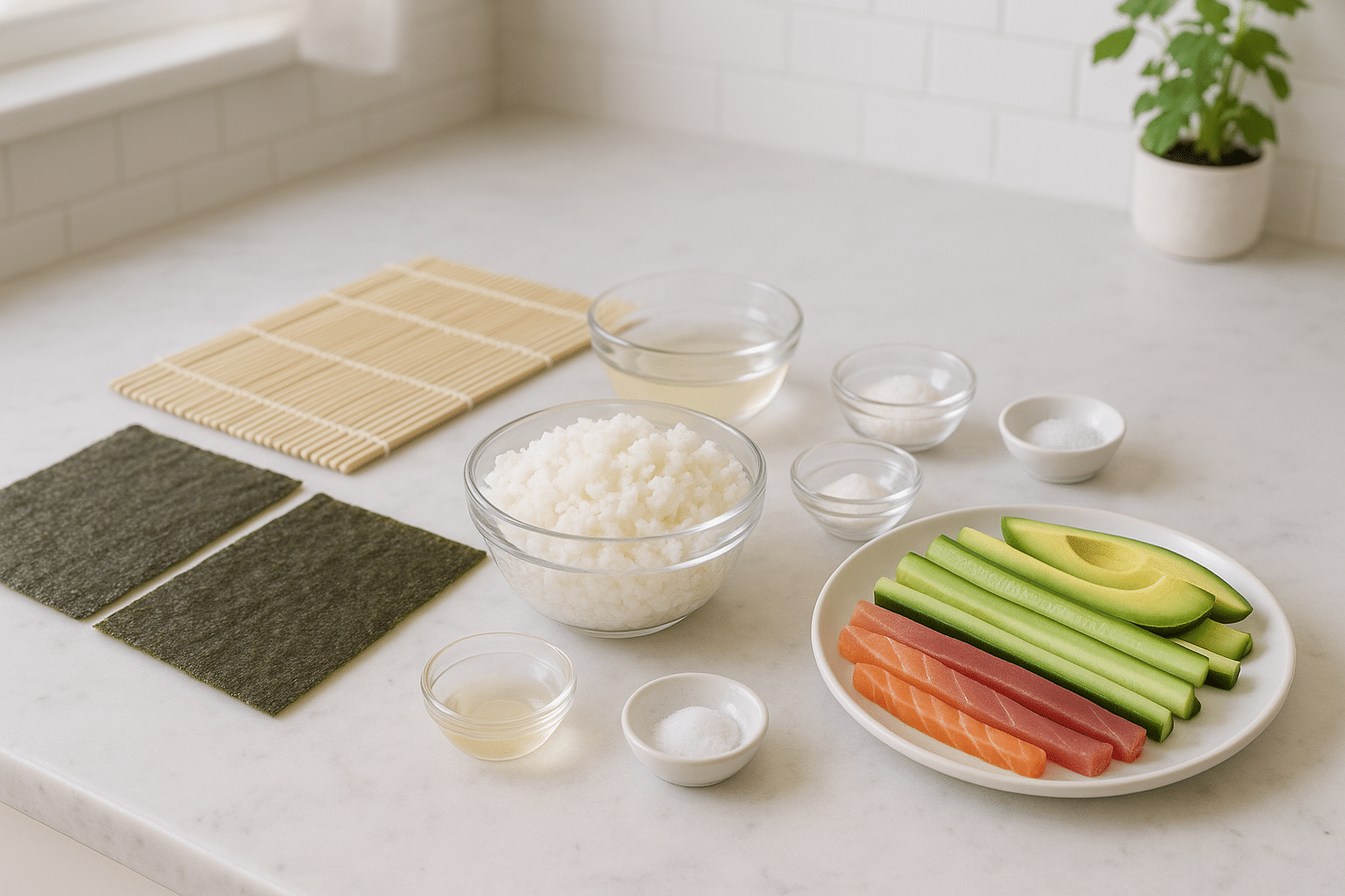 Ingredientes para la receta de Hosomaki Ingredientes para la receta de Hosomaki