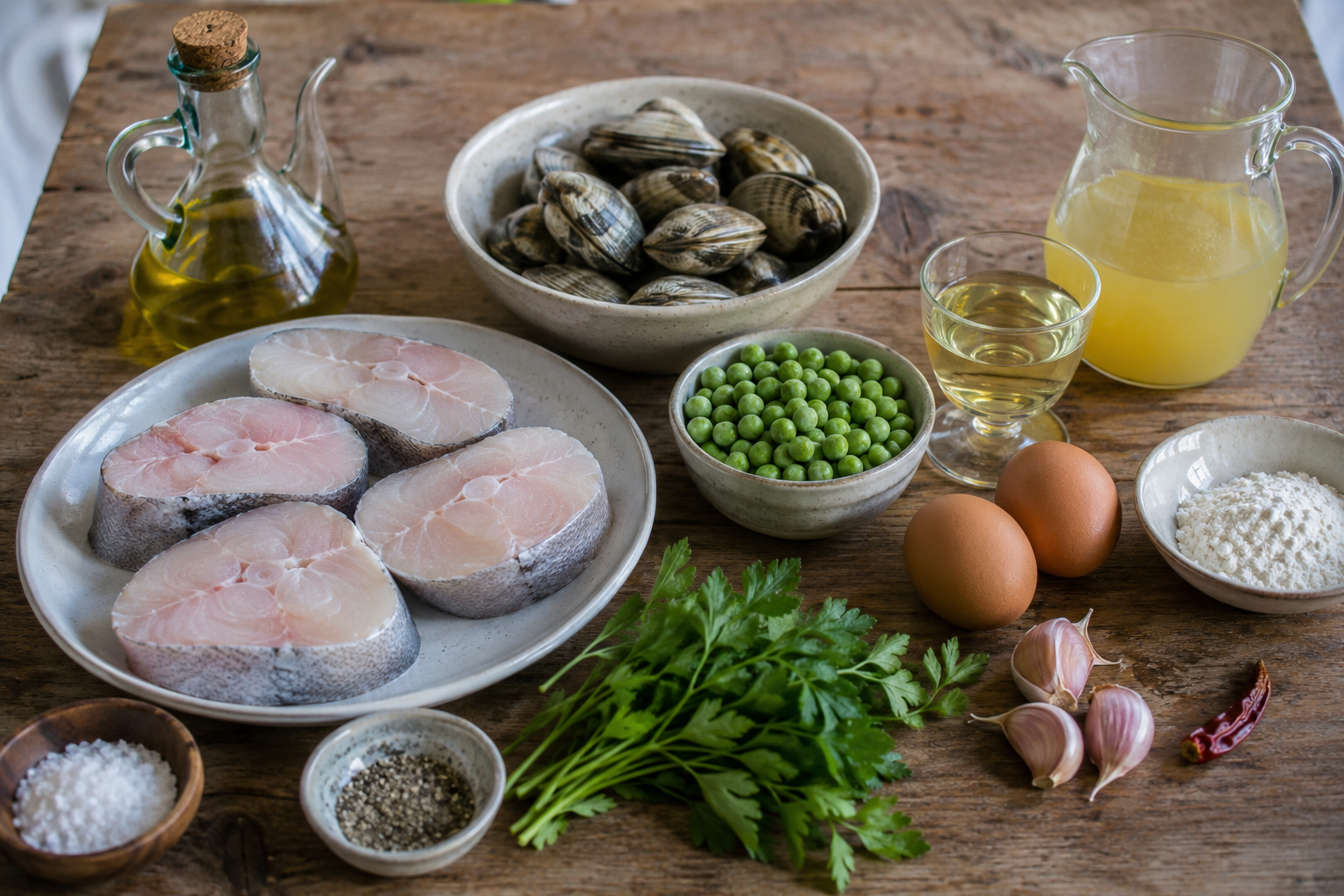 Merluza a la vasca Ingredientes para merluza a la vasca