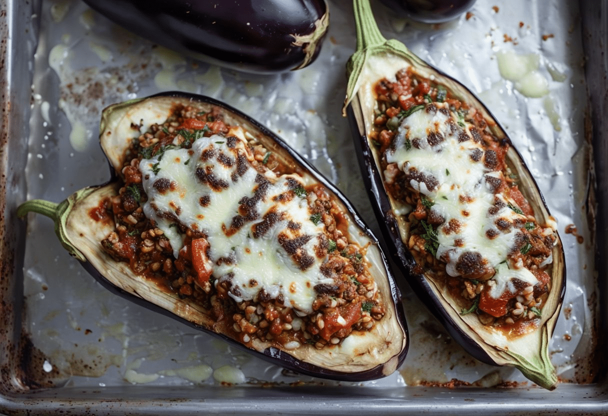 Recetas Tradicionales para Horno de Leña Berenjenas rellenas de la abuela
