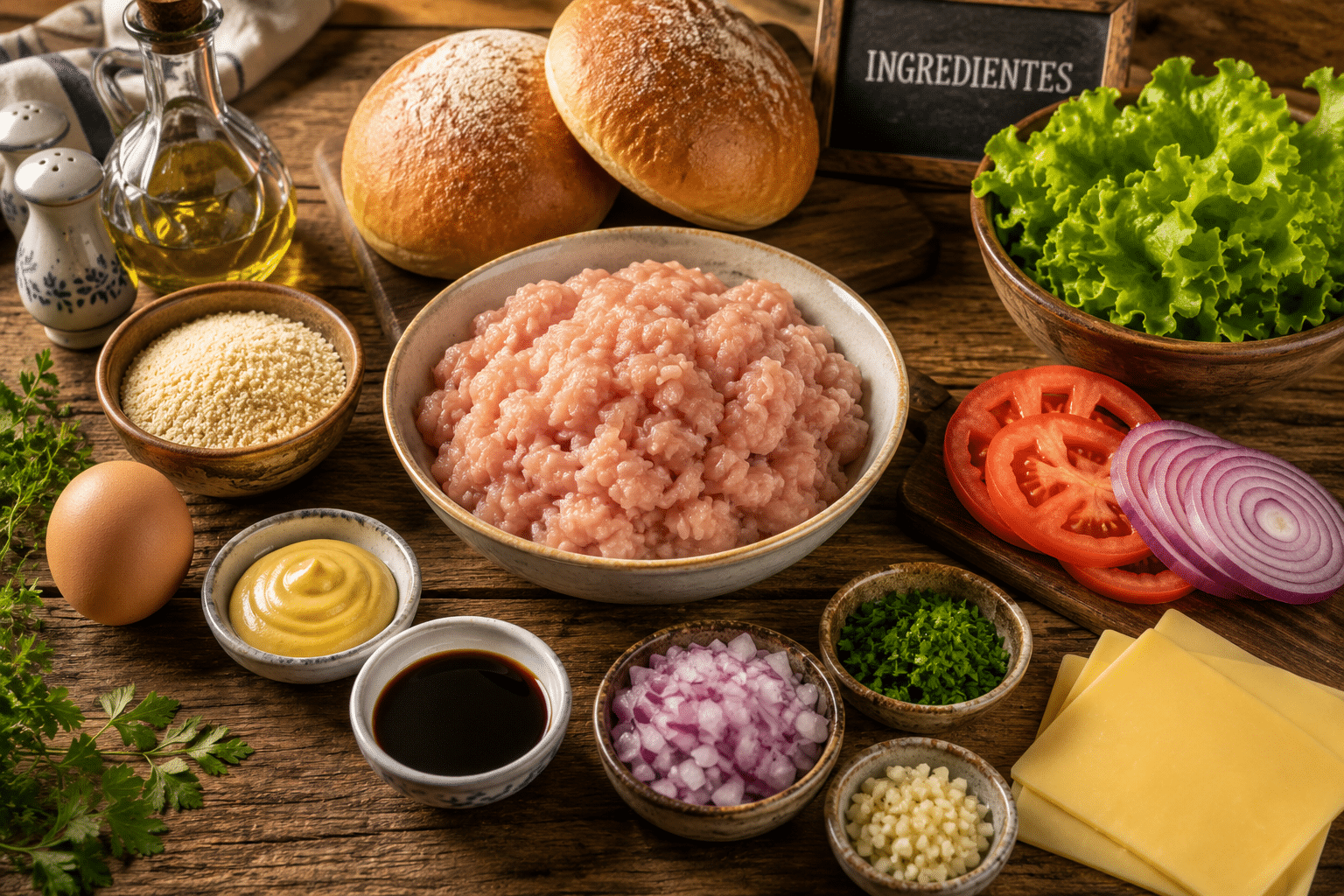 Hamburguesa de pollo Ingredientes para hacer hamburguesa de pollo casera
