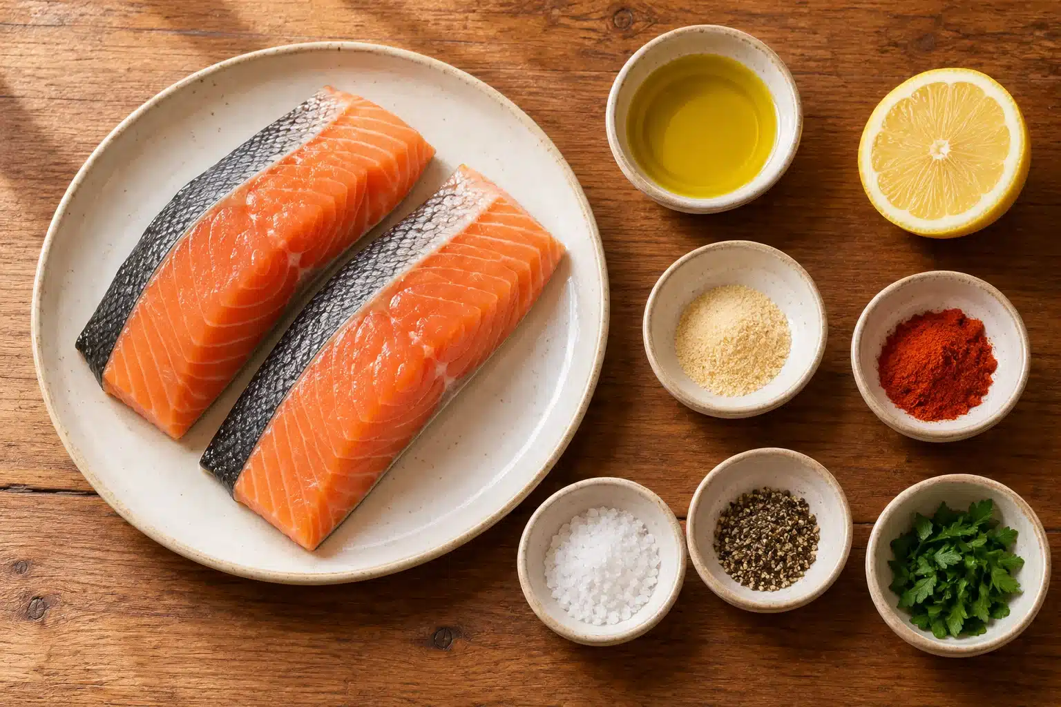 Ingredientes para salmón en freidora de aire