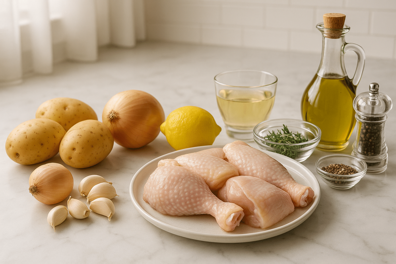 Ingredientes para preparar Pollo al Horno con Patatas Ingredientes para preparar Pollo al Horno con Patatas