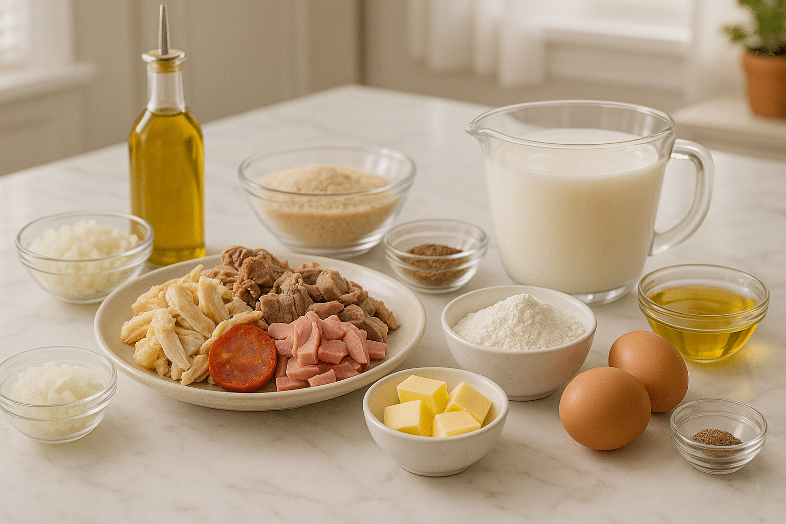 Ingredientes para preparar Croquetas de Cocido Ingredientes para preparar Croquetas de Cocido