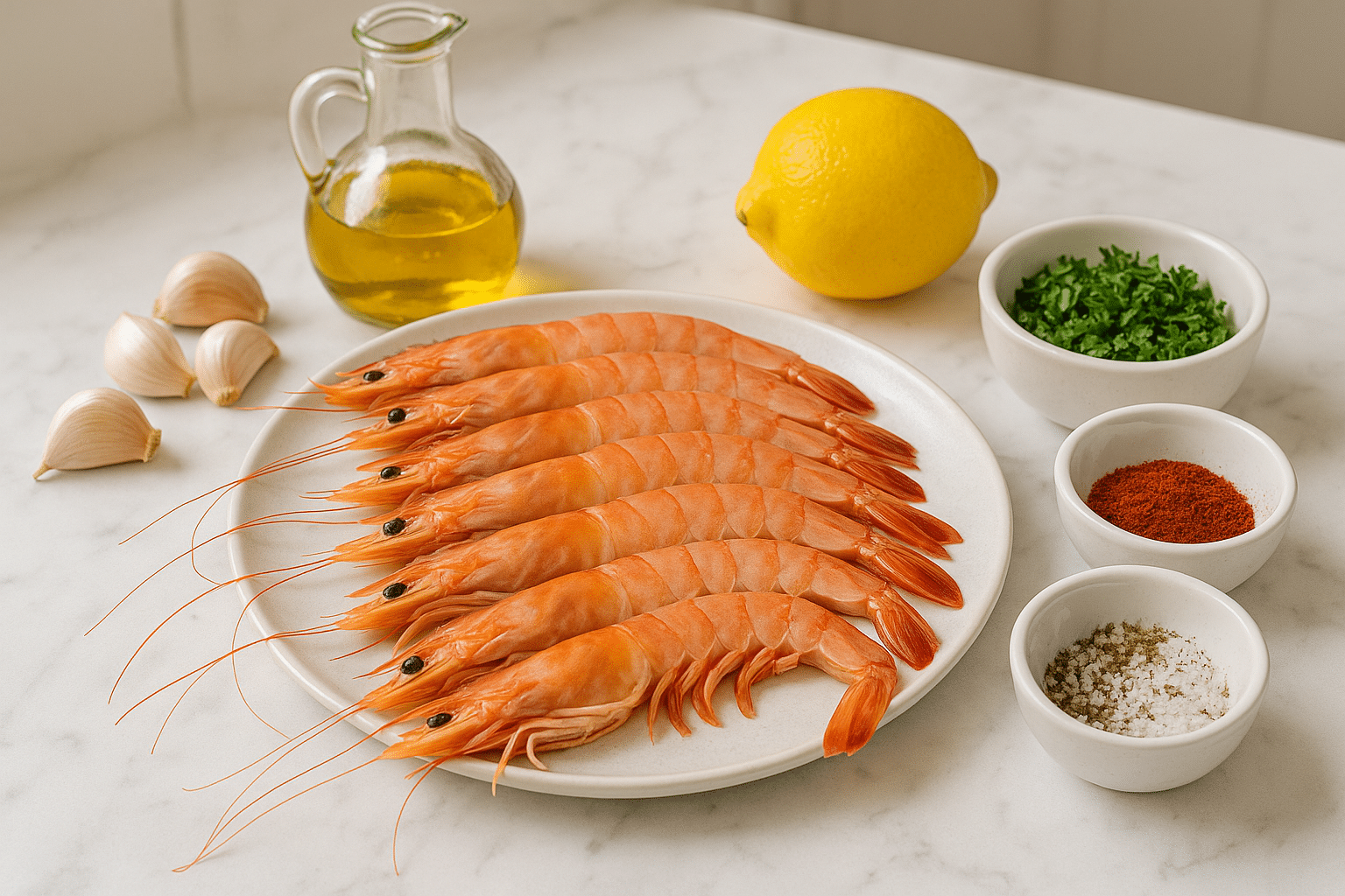 Ingredientes para preparar Gambones al Horno Ingredientes para preparar Gambones al Horno