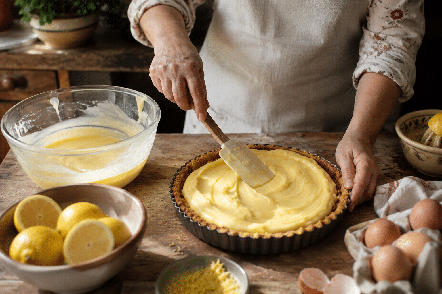 Tarta de Limon Verter el relleno sobre la base