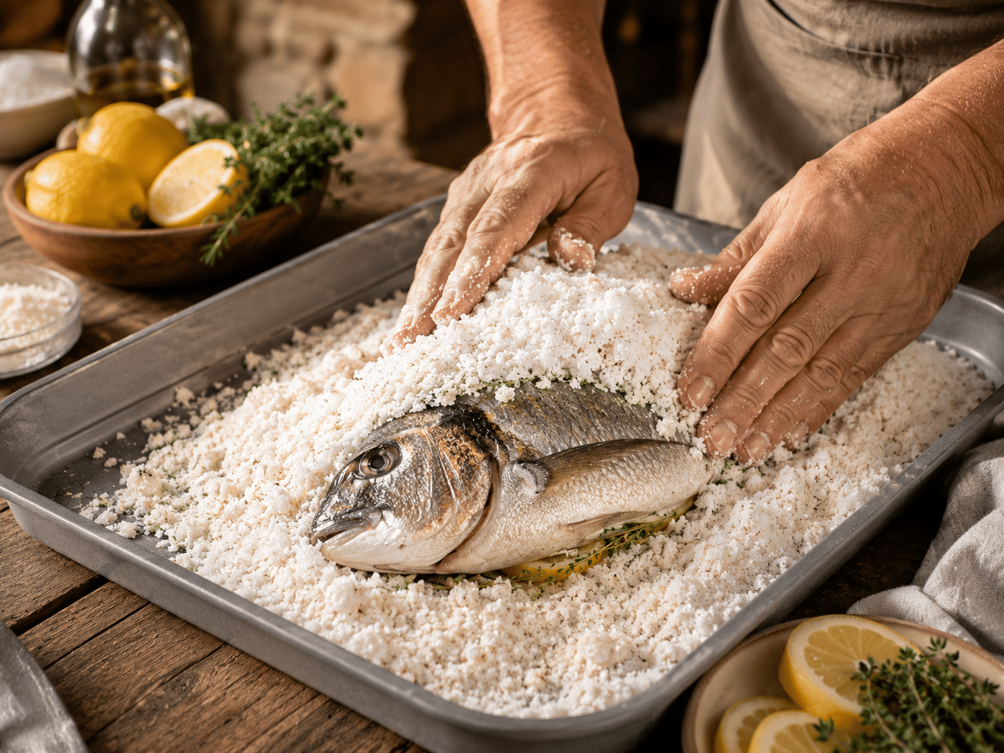 Dorada a la Sal Cubrir las doradas con sal